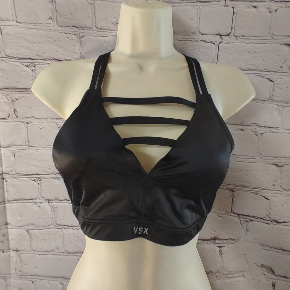 VSX Victoria's Secret Caged Black Strappy Active Sports Bra M